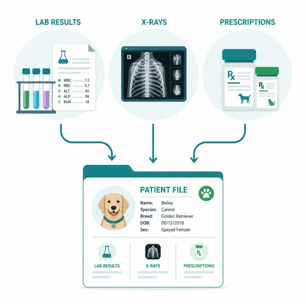 Data integration illustration for veterinary records