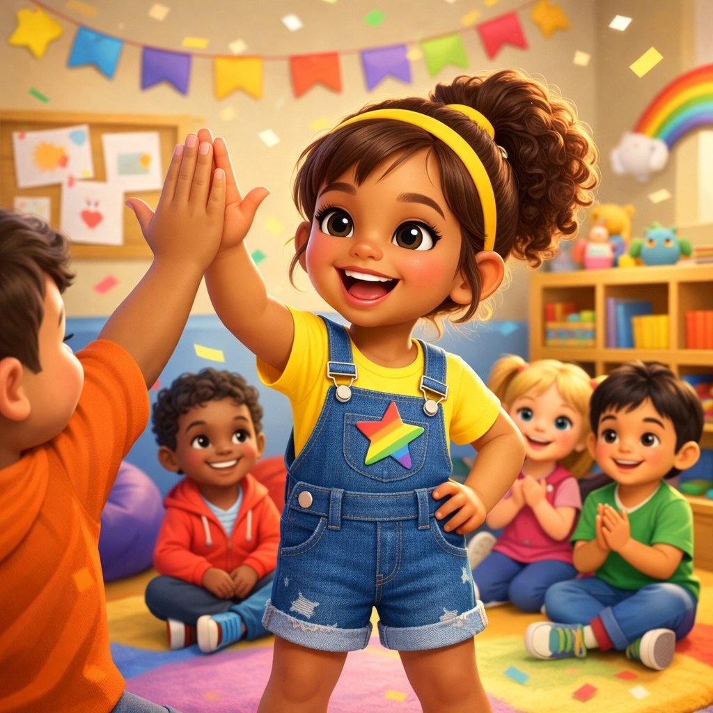 Beyond One-on-One: Why Group Therapy Might Be the Missing Piece for Your Child | 3 | Milestones Child Psychology A confident child high-fiving a peer during a social skills and emotional growth therapy session.