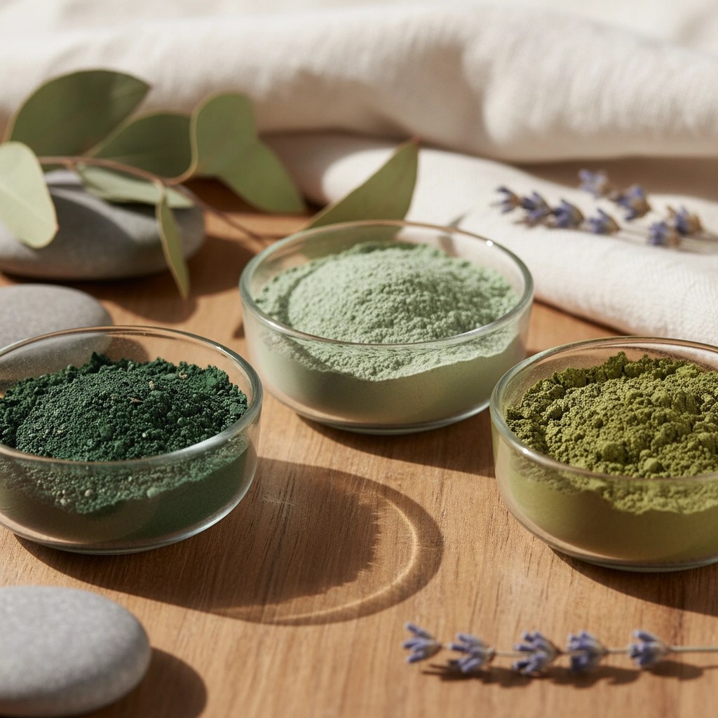 Gift-ready green clay (healing clay) spa set idea with bowl and brush — Clayer-style presentation