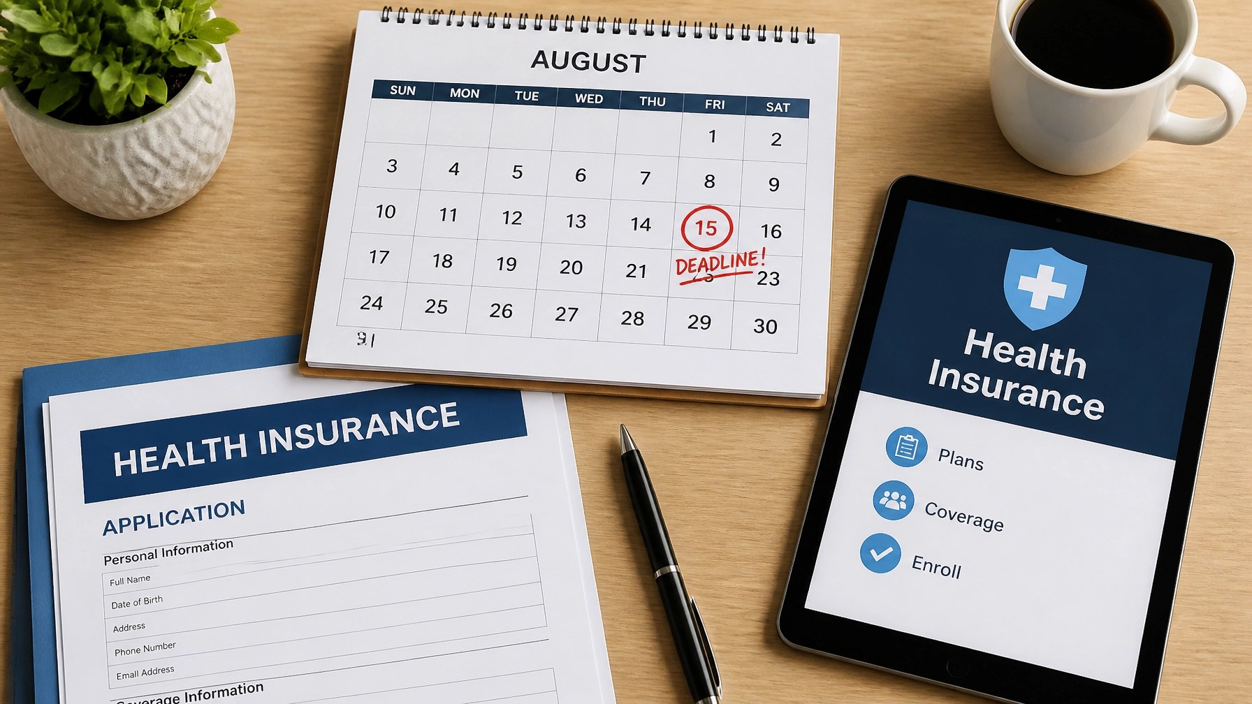 August deadline calendar and health insurance paperwork