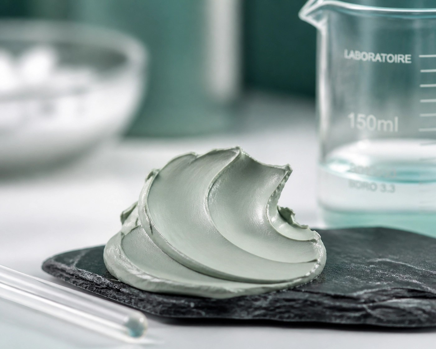 Silky texture of professional French green clay used for deep tissue recovery and cellular detox science.
