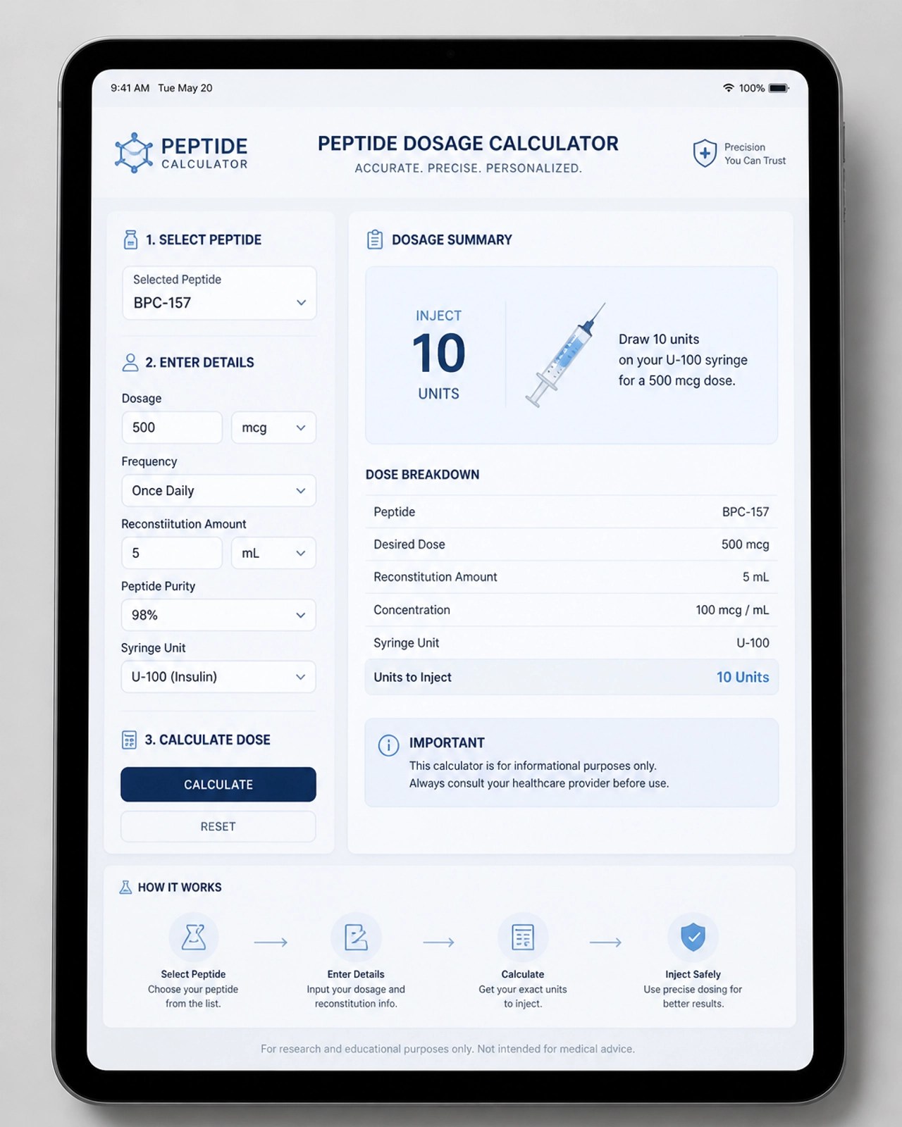 Peptide Calculator - Precision in the Post-Recovery Phase