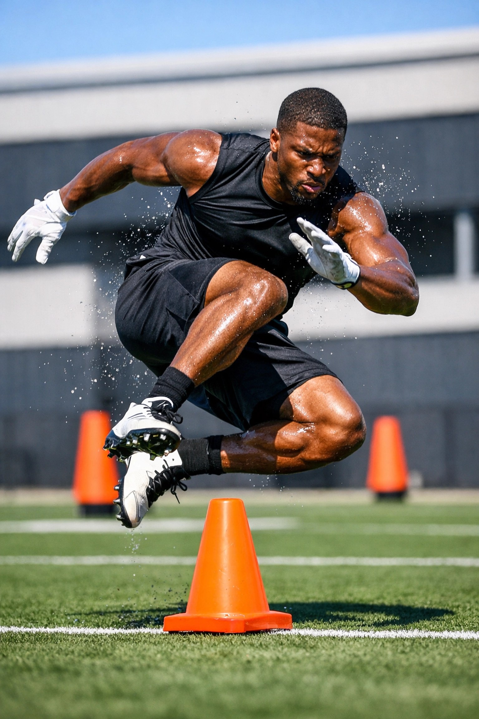 Athlete performing high-speed agility drills during athletic trainer development in Atlanta.