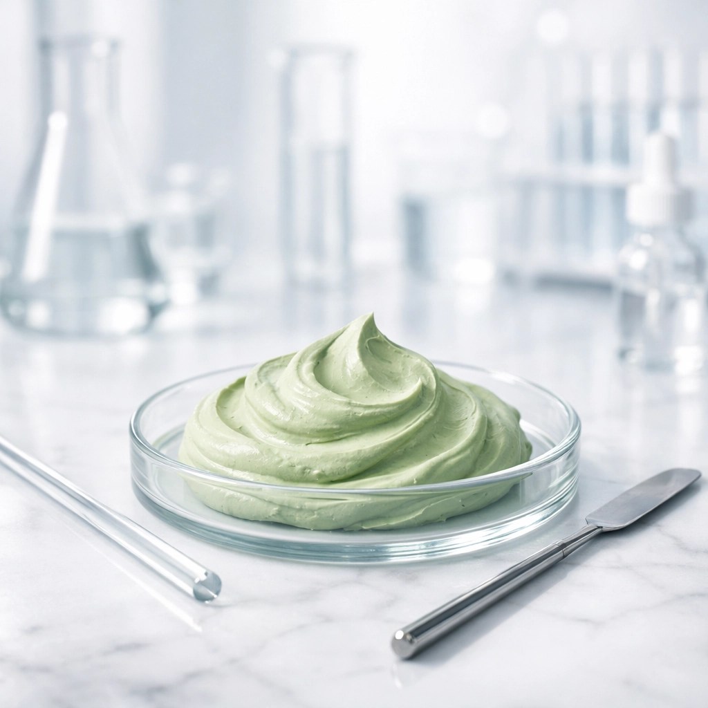 Clayer green clay undergoing professional laboratory testing for purity and safety.