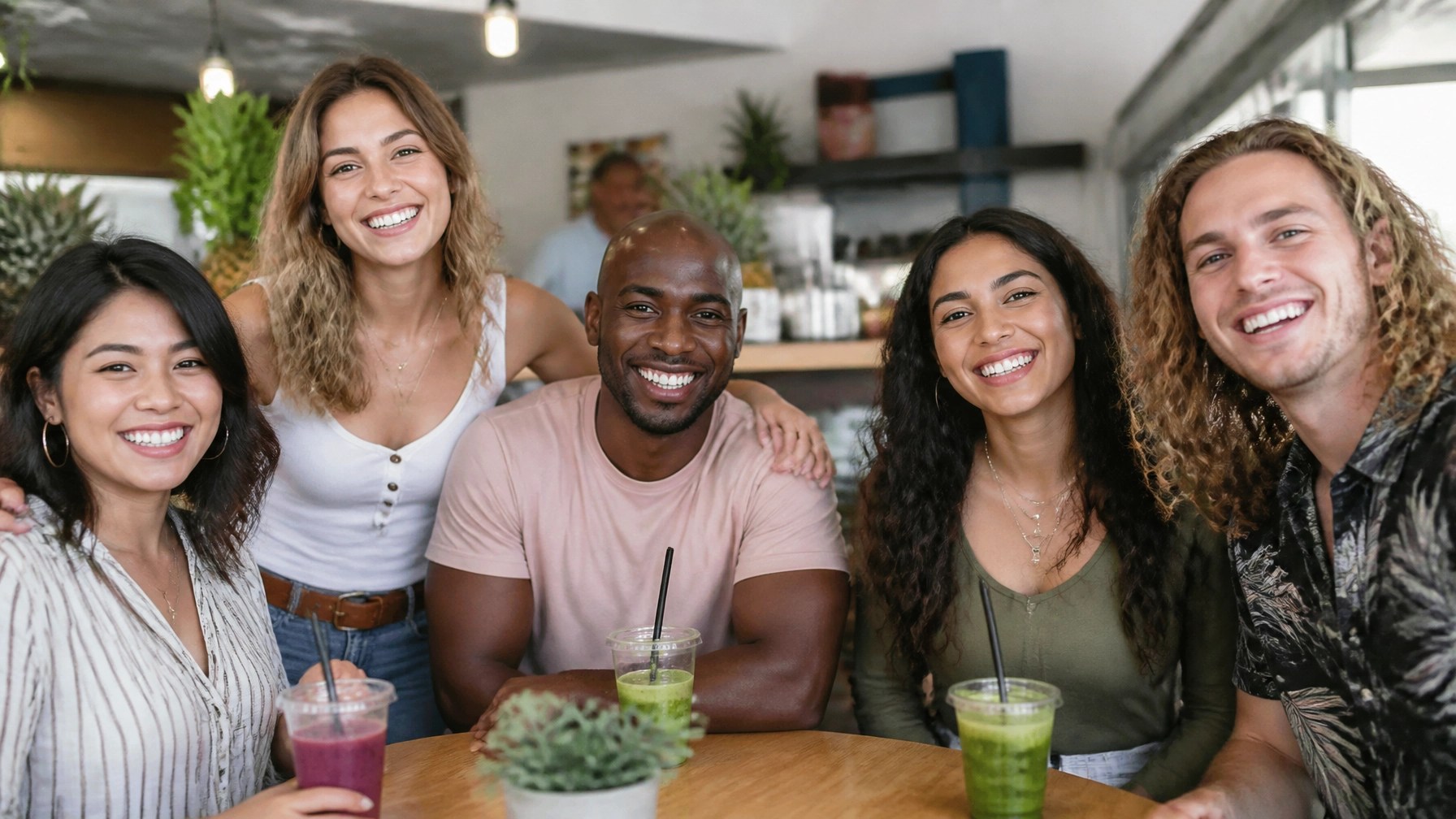 Diverse group of happy customers