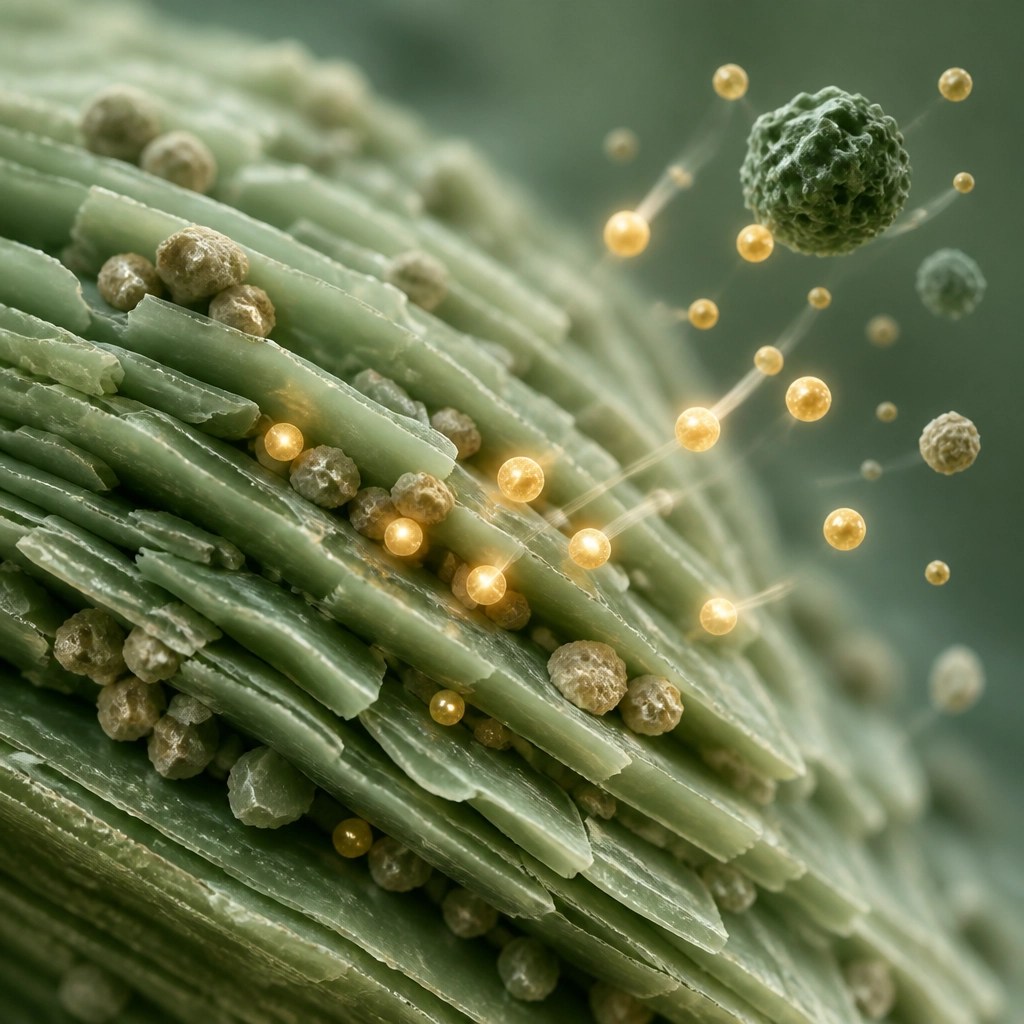 Visualization of clay mineral structure attracting ions