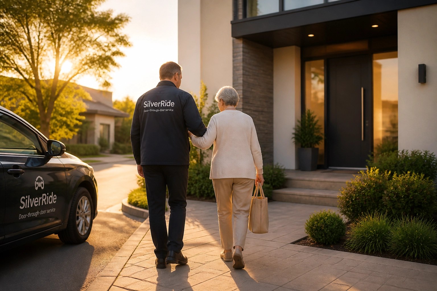Reliable medical transport driver providing door-to-door assistance for a patient returning home.