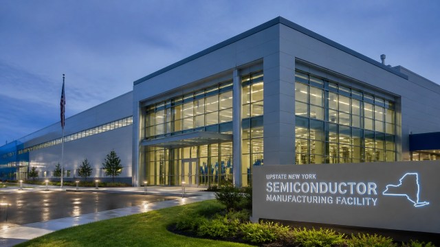 A modern industrial semiconductor manufacturing concept facility in Upstate New York