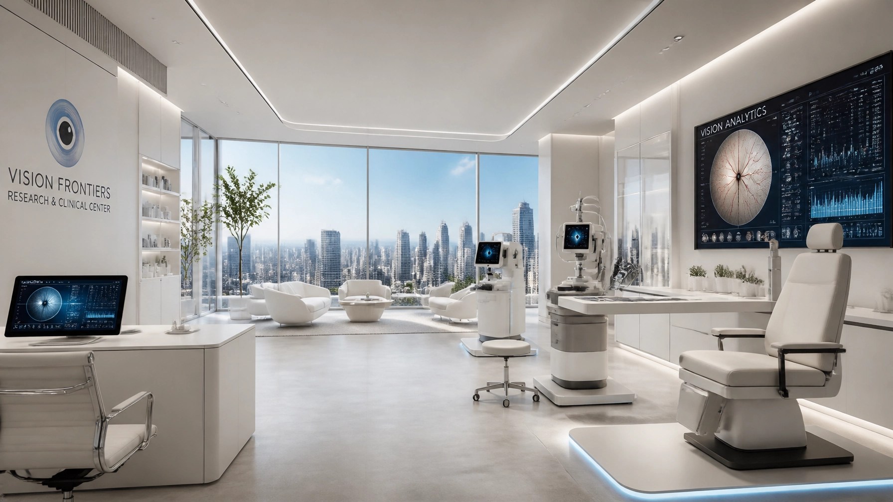 Futuristic vision research clinic aesthetic