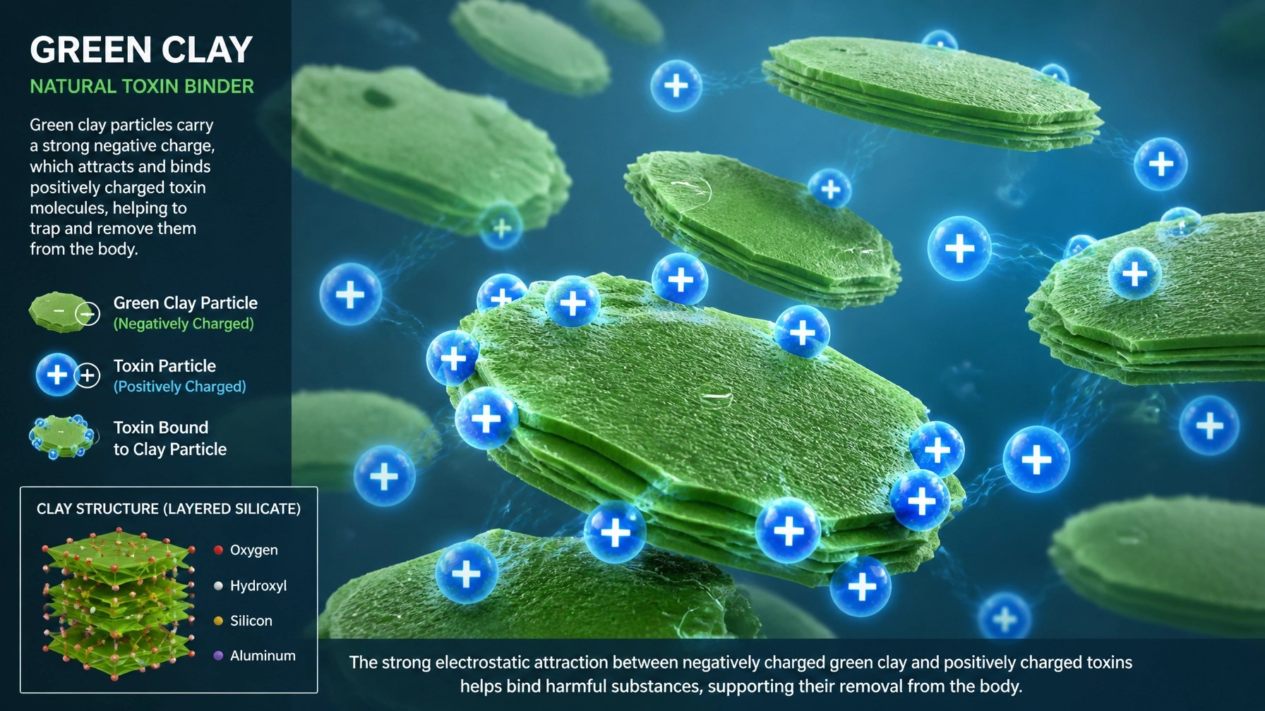 Scientific visualization of clay particles trapping toxins