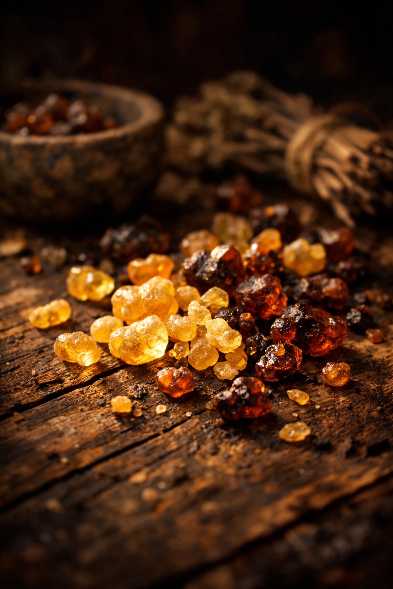 Golden Frankincense and amber Myrrh resin tears used in a DIY ancient healing clay mask recipe.