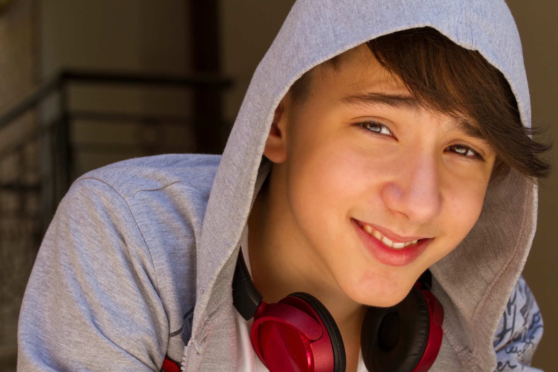 Smiling Teenage Boy Outdoor Portrait