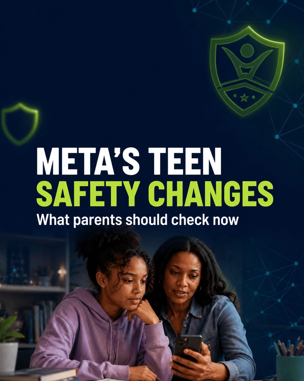 Pinterest graphic: Meta's teen safety changes and what parents should check now