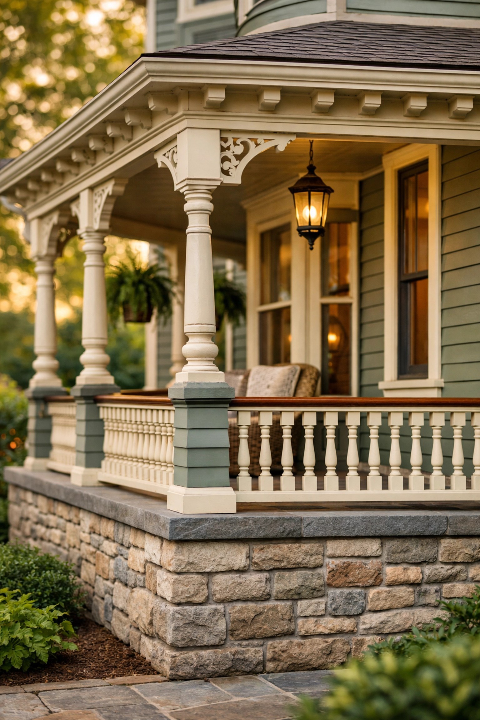Historic Miamisburg home exterior featuring a stone foundation and porch, highlighting real estate due diligence.