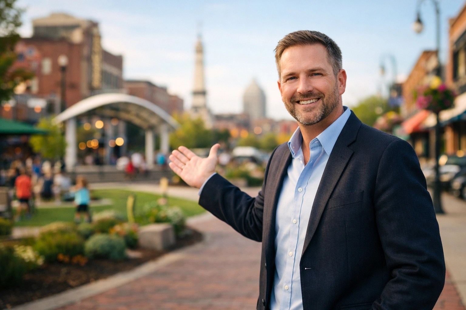 A proud Indianapolis business owner standing on Mass Ave, highlighting the impact of local business on the community.