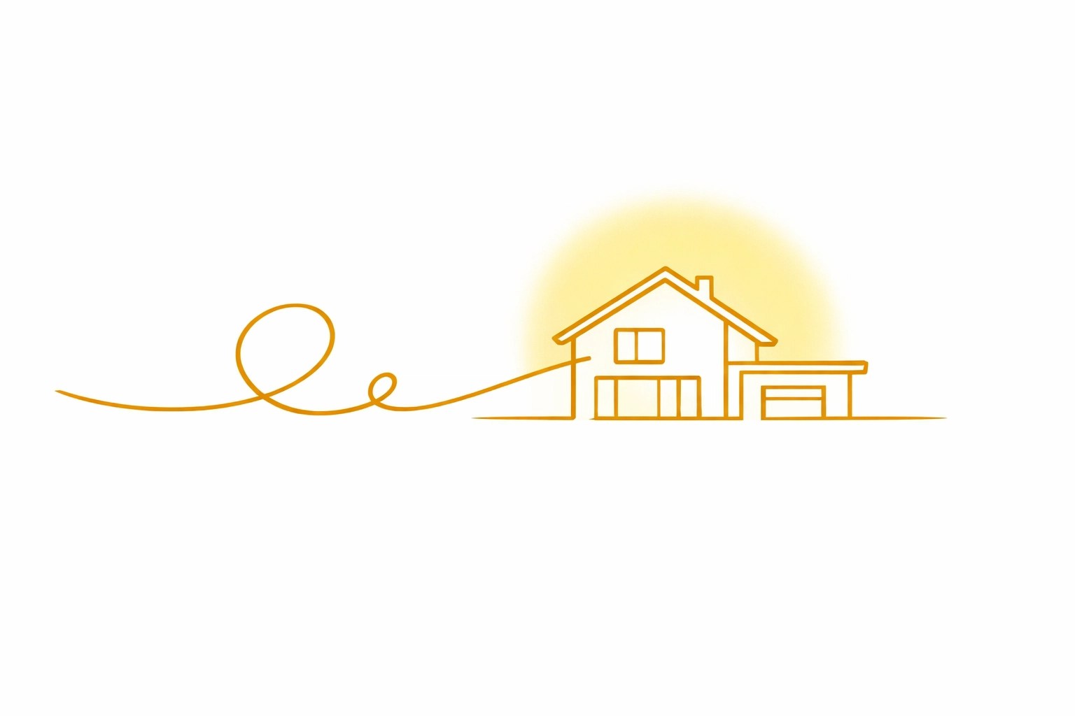 Minimalist house silhouette representing end-to-end custom home construction services.
