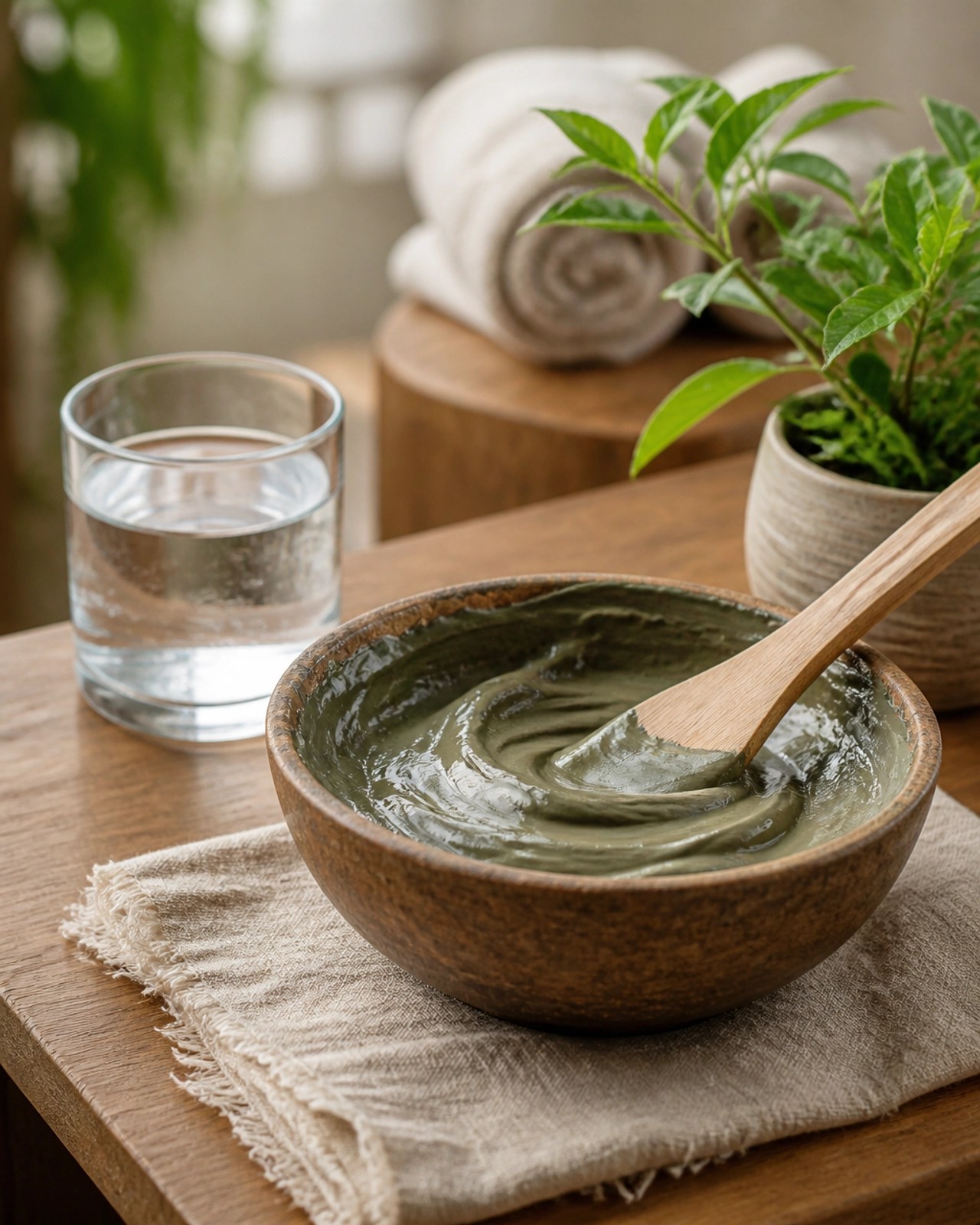 Natural setting with green clay and water