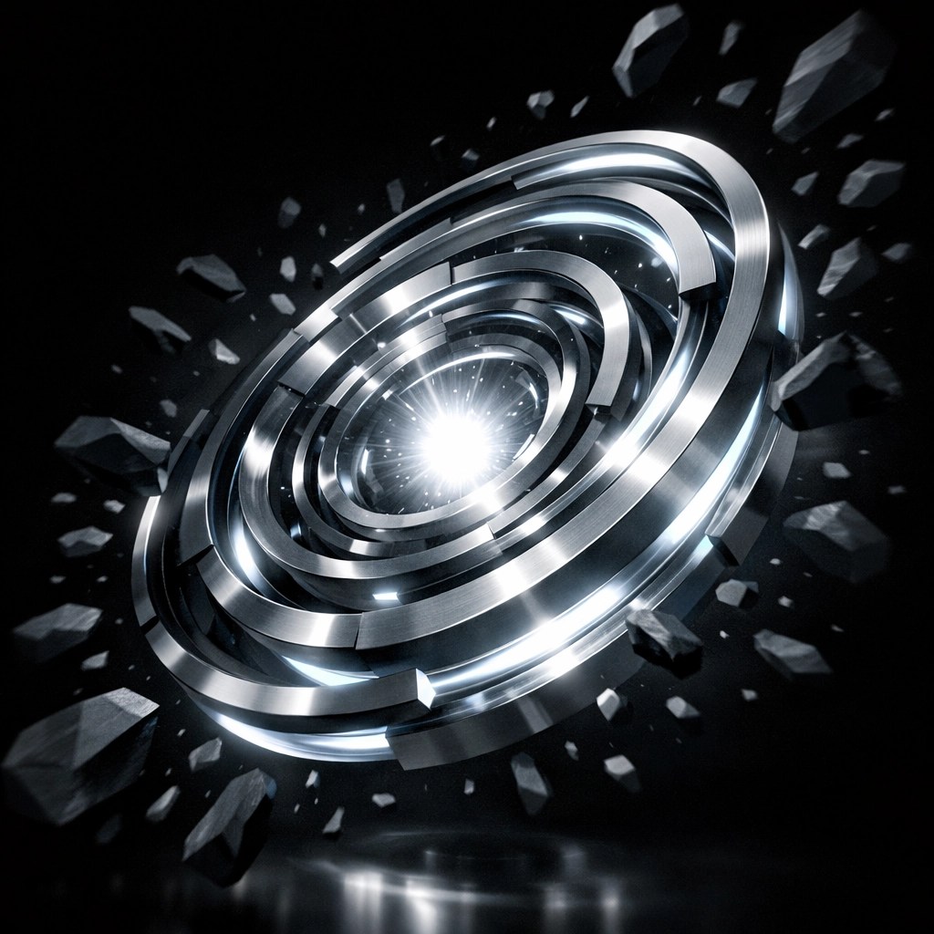 A futuristic geometric growth engine symbolizing a system for scaling an agency and reducing overhead costs.