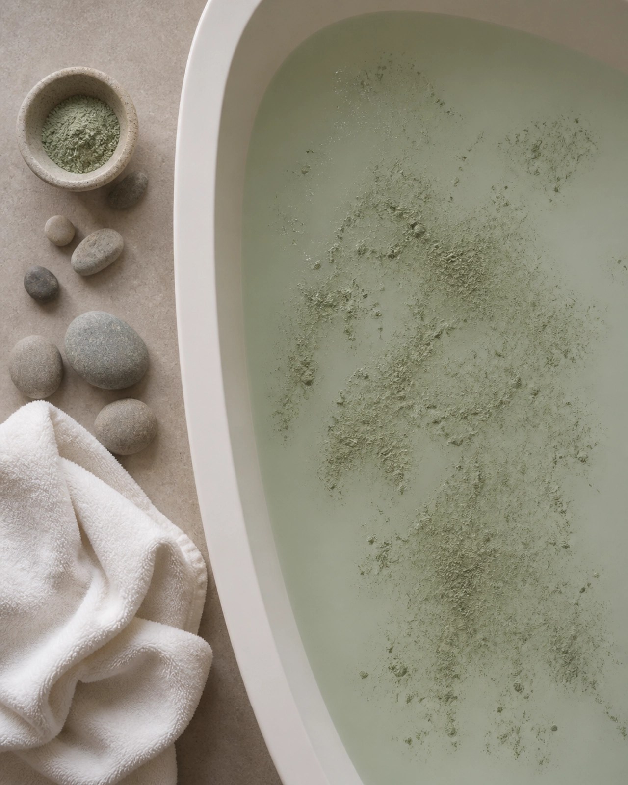 Relaxing green clay detox bath