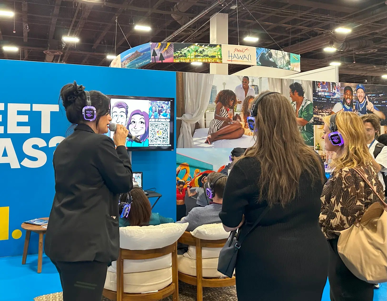 Live DJ and artist creating the signature Big Heads & Beats vibe at a corporate event.