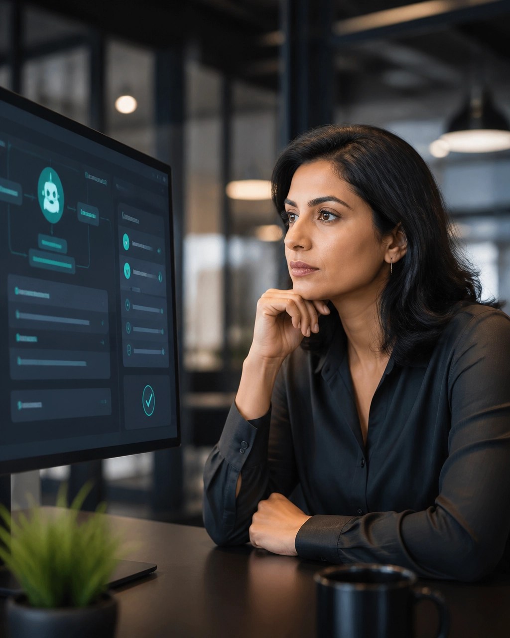 An operations manager reviewing an AI-generated enquiry summary before approving a client response