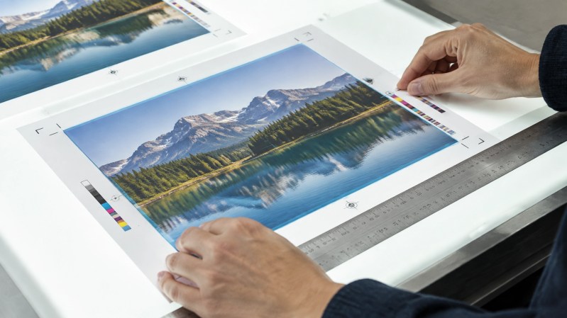 Print proof sheets showing bleed, trim, safety margins, and crop marks