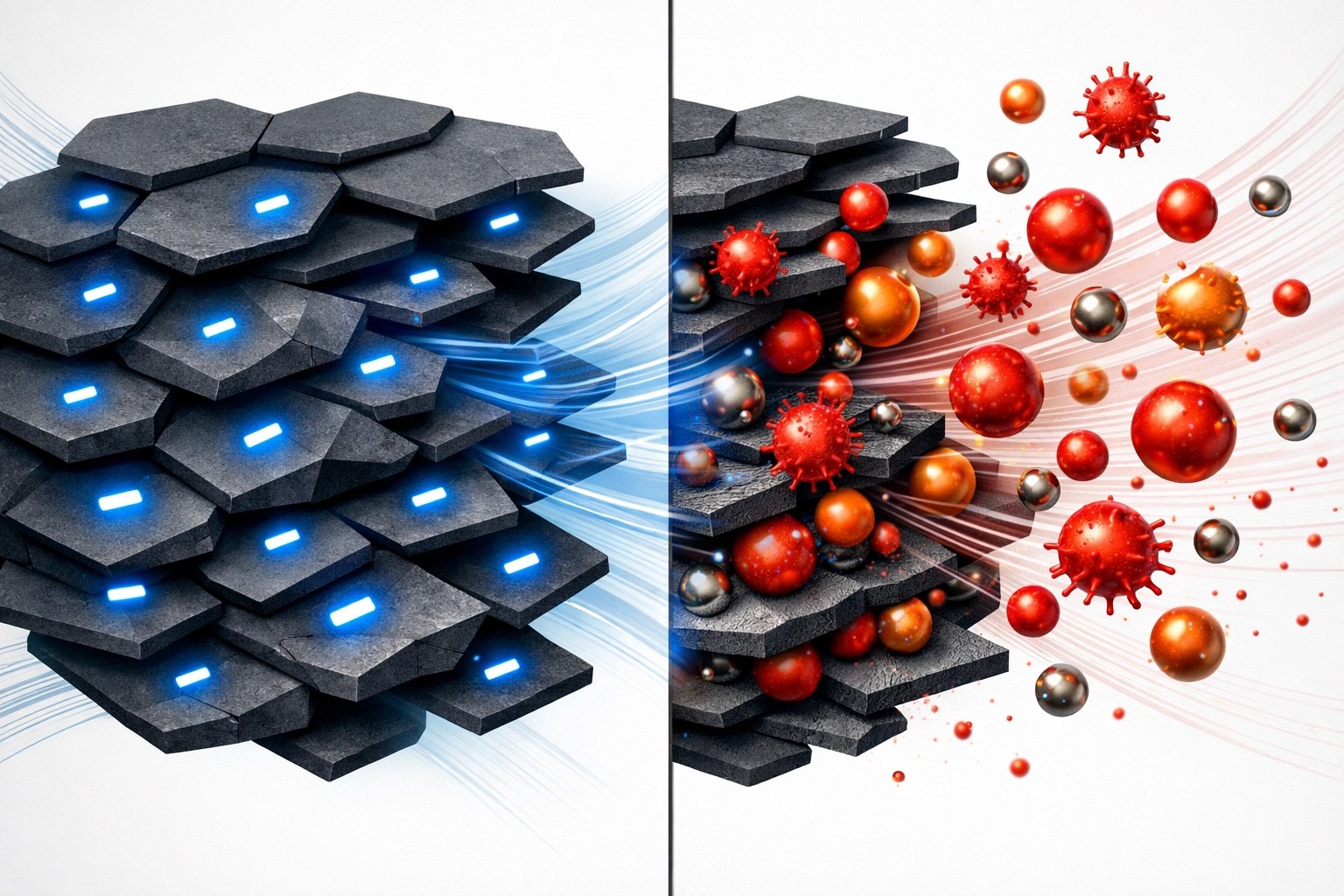 Bentonite clay molecules attracting and binding toxins, bacteria, and heavy metals through negative charge
