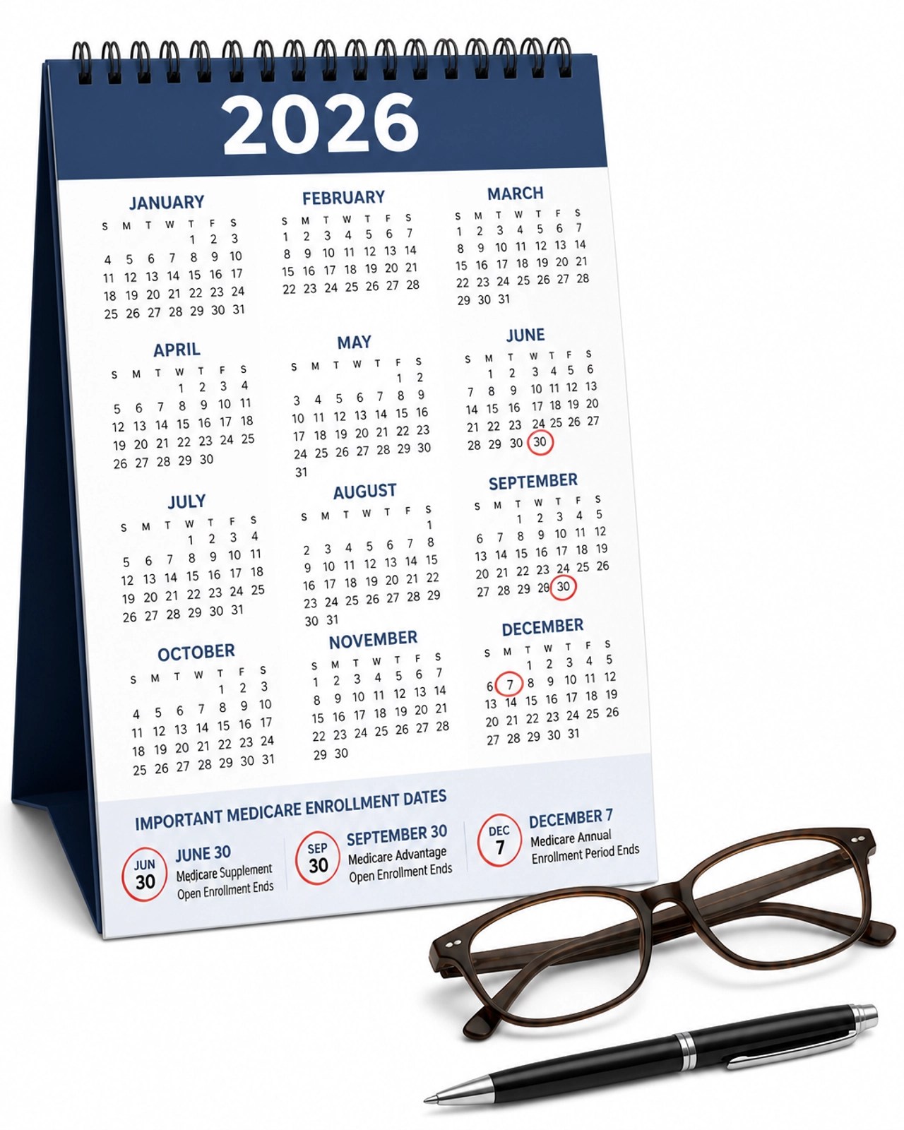 A calendar showing 2026 enrollment deadlines