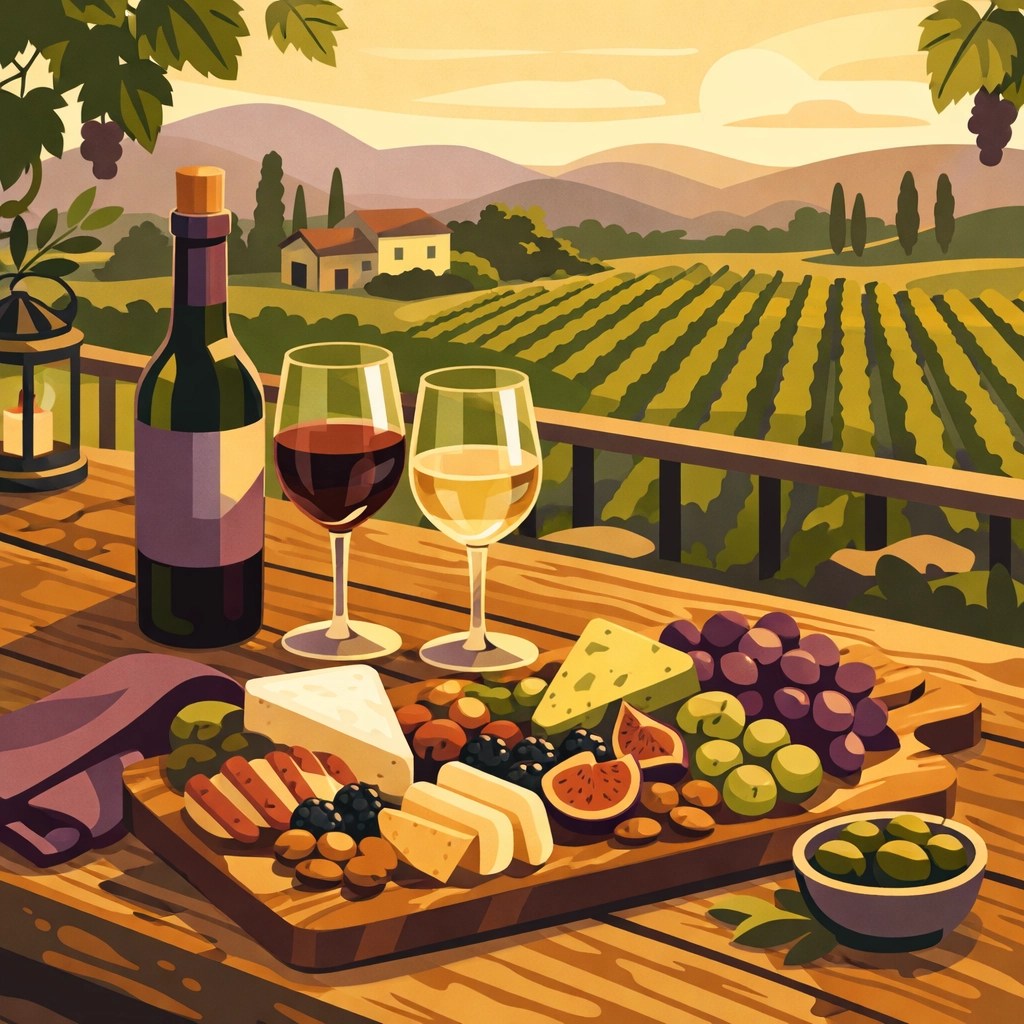 Elegant wine tasting with charcuterie board at private Virginia winery tour