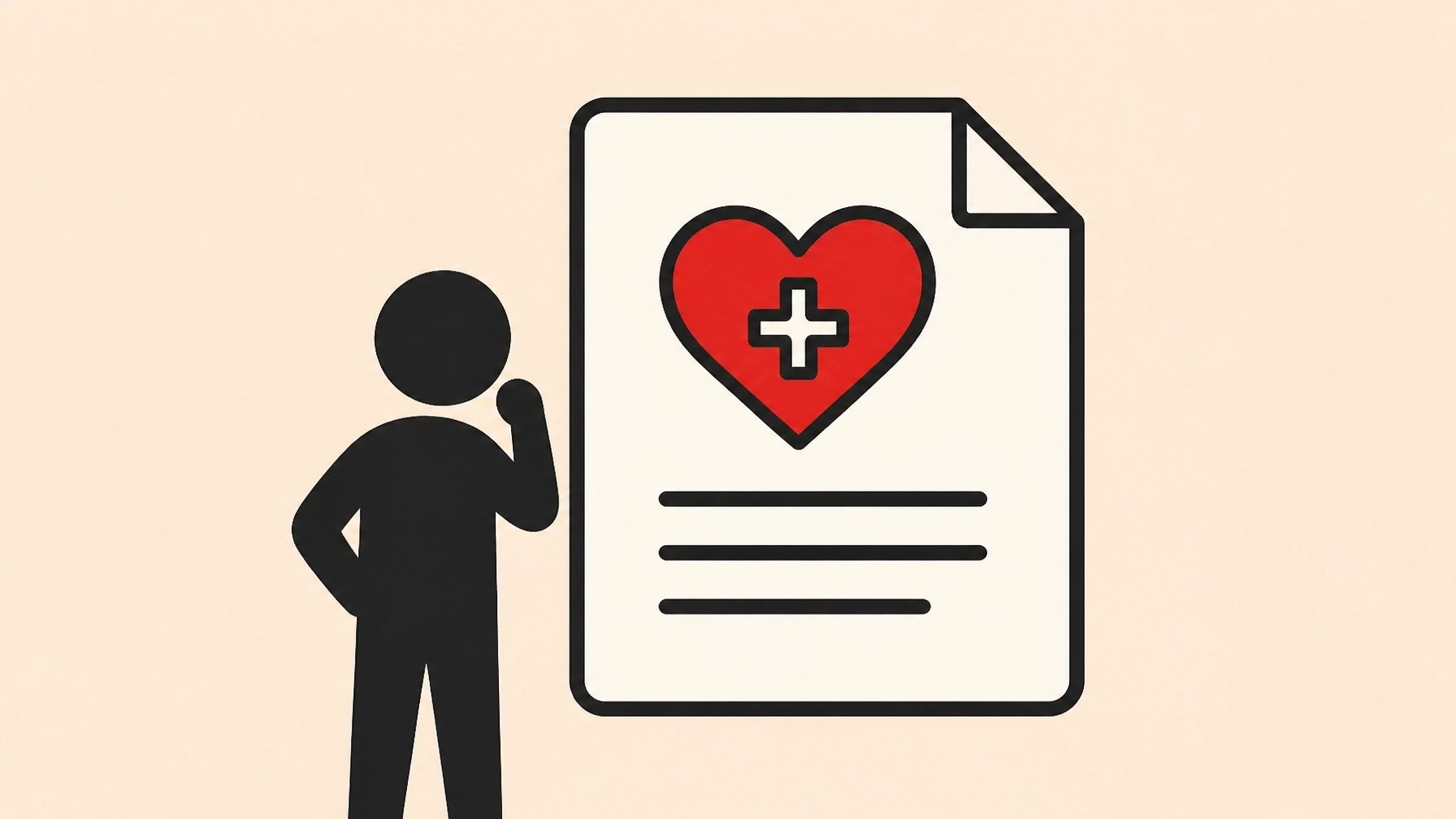 A minimalist illustration of a person reviewing health documents