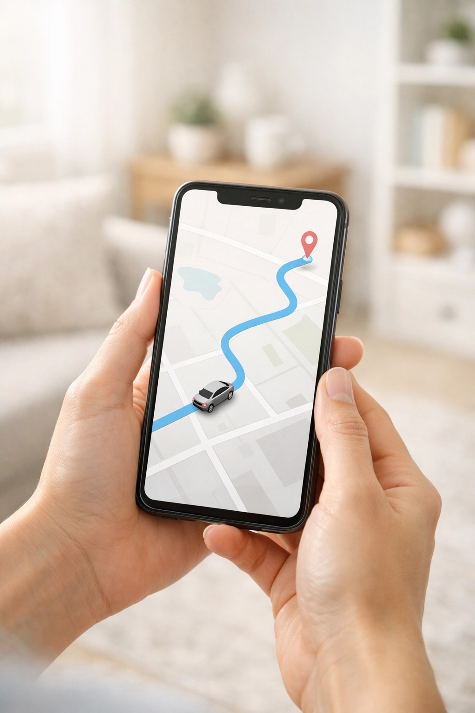 Real-time medical ride tracking app showing driver location on a smartphone for a patient.