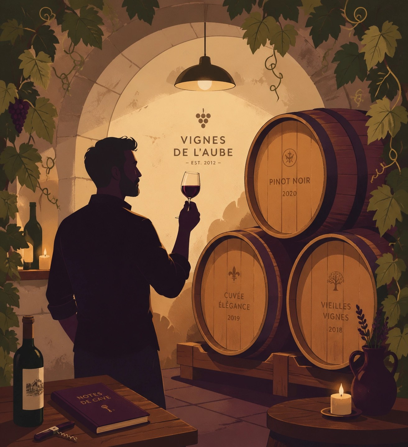 Private wine cellar tasting experience with barrels at a luxury Loudoun winery.