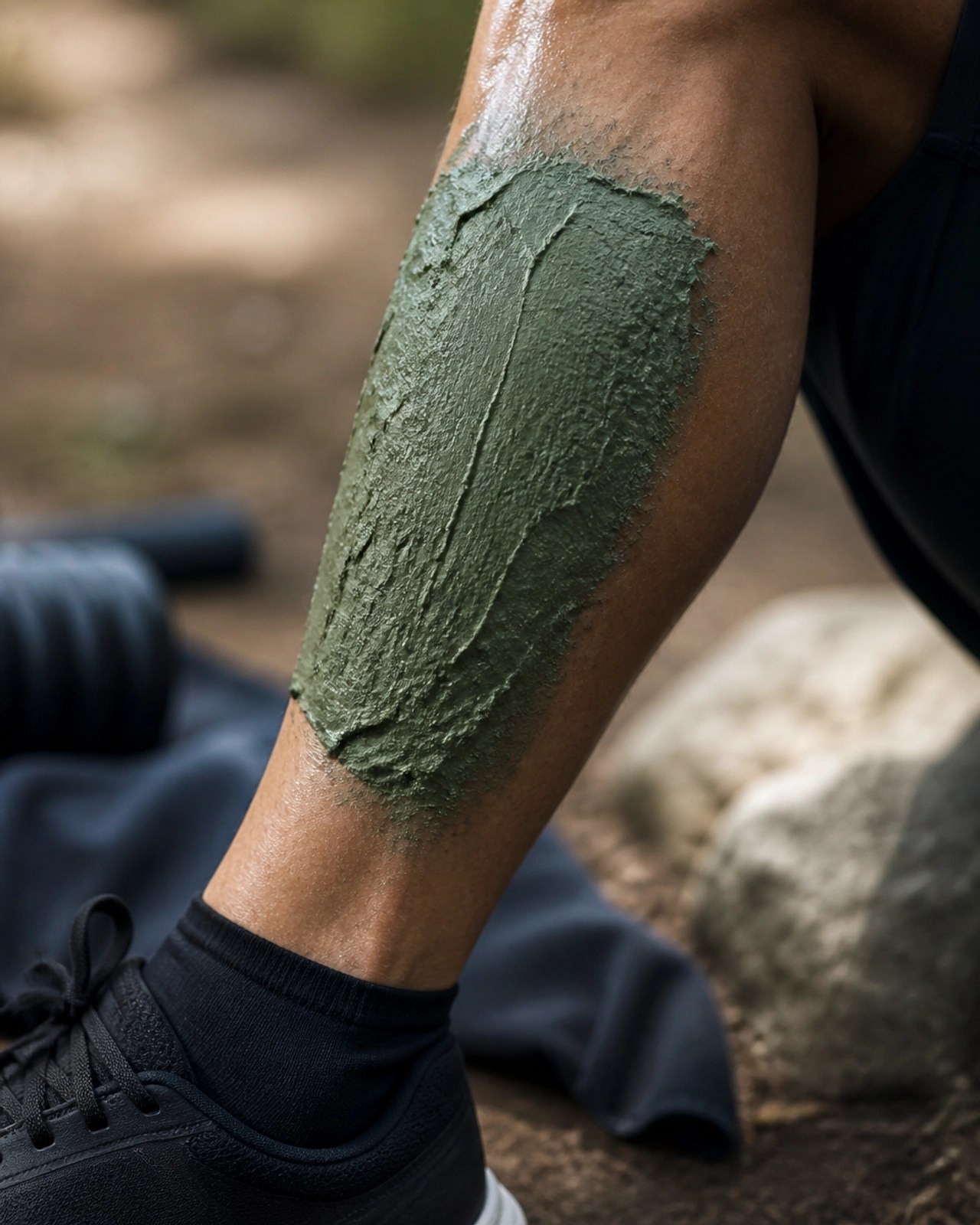 Athlete Applying Clay Poultice