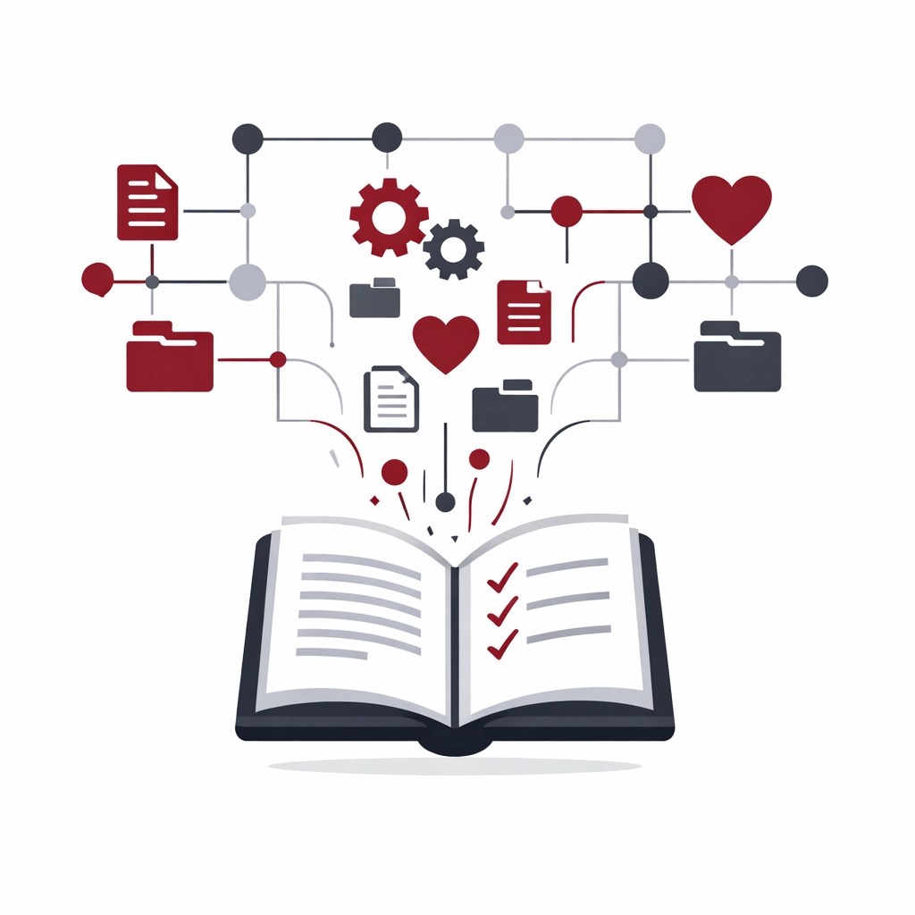 A digital system illustration representing documented processes and a sustainable leadership legacy.