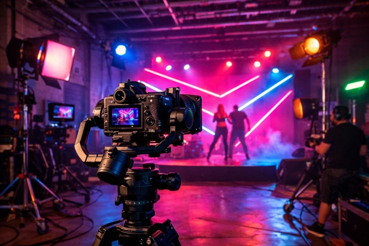 Professional video production setup for creating high-quality marketing campaign content and social media videos.