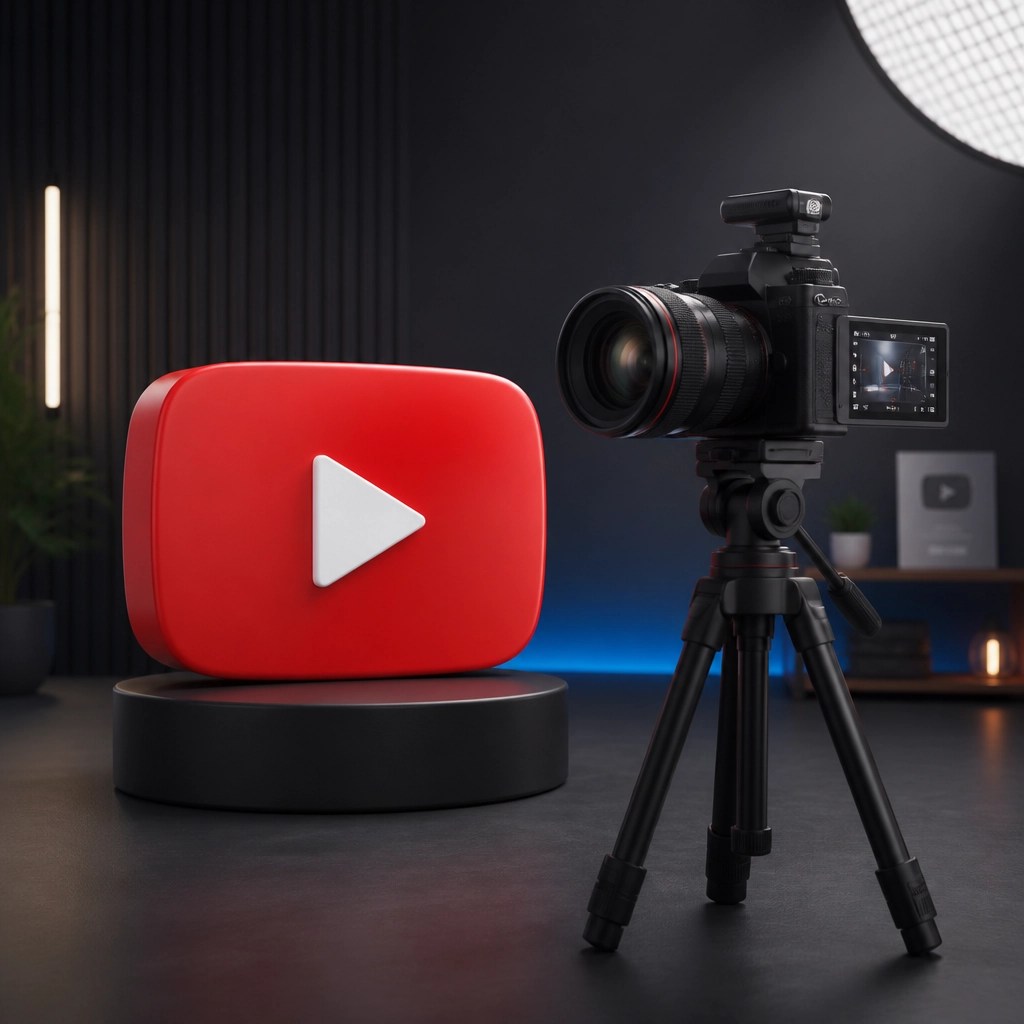Professional content creation and YouTube growth illustration