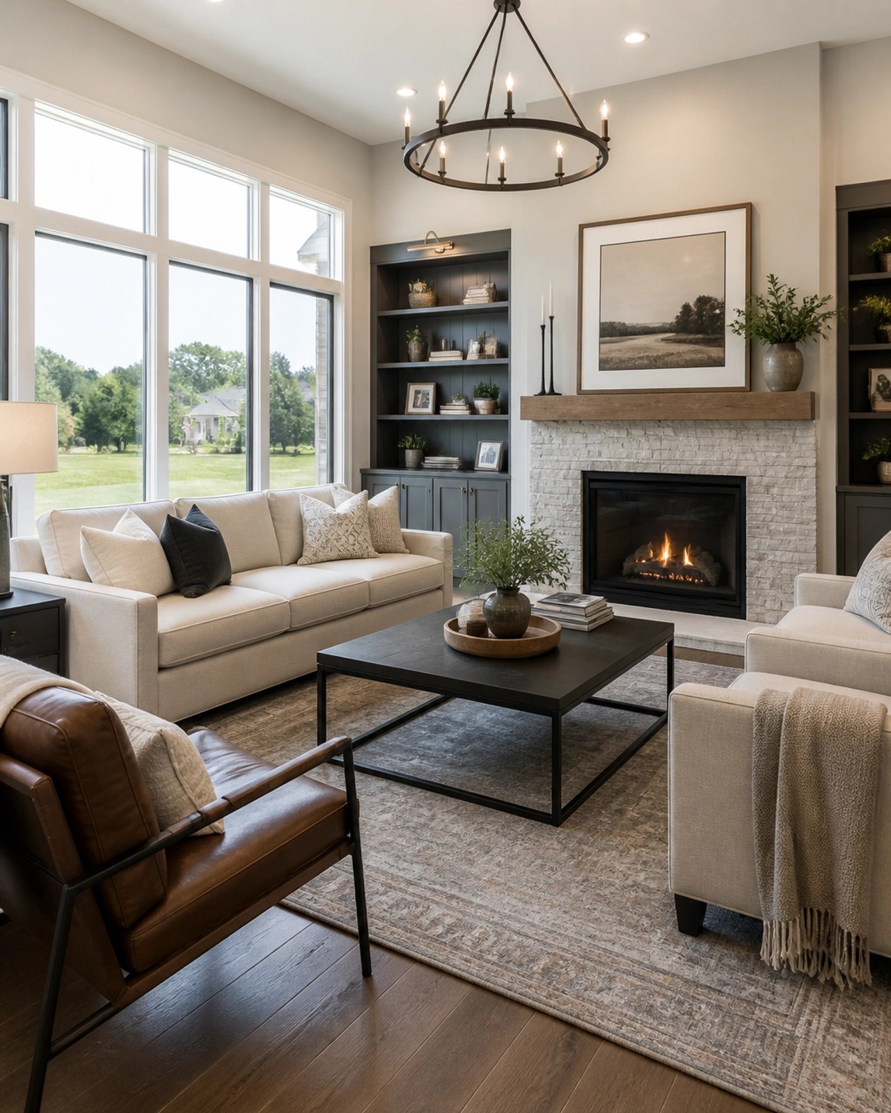 A professional modern living room representing the high-quality properties found in Greene County.