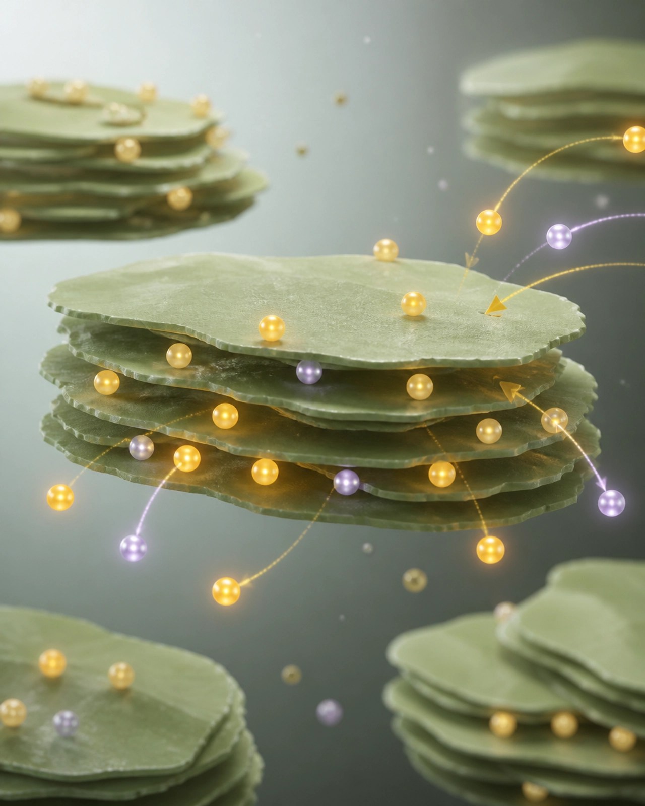 Scientific visualization of clay particles binding toxins through cation exchange