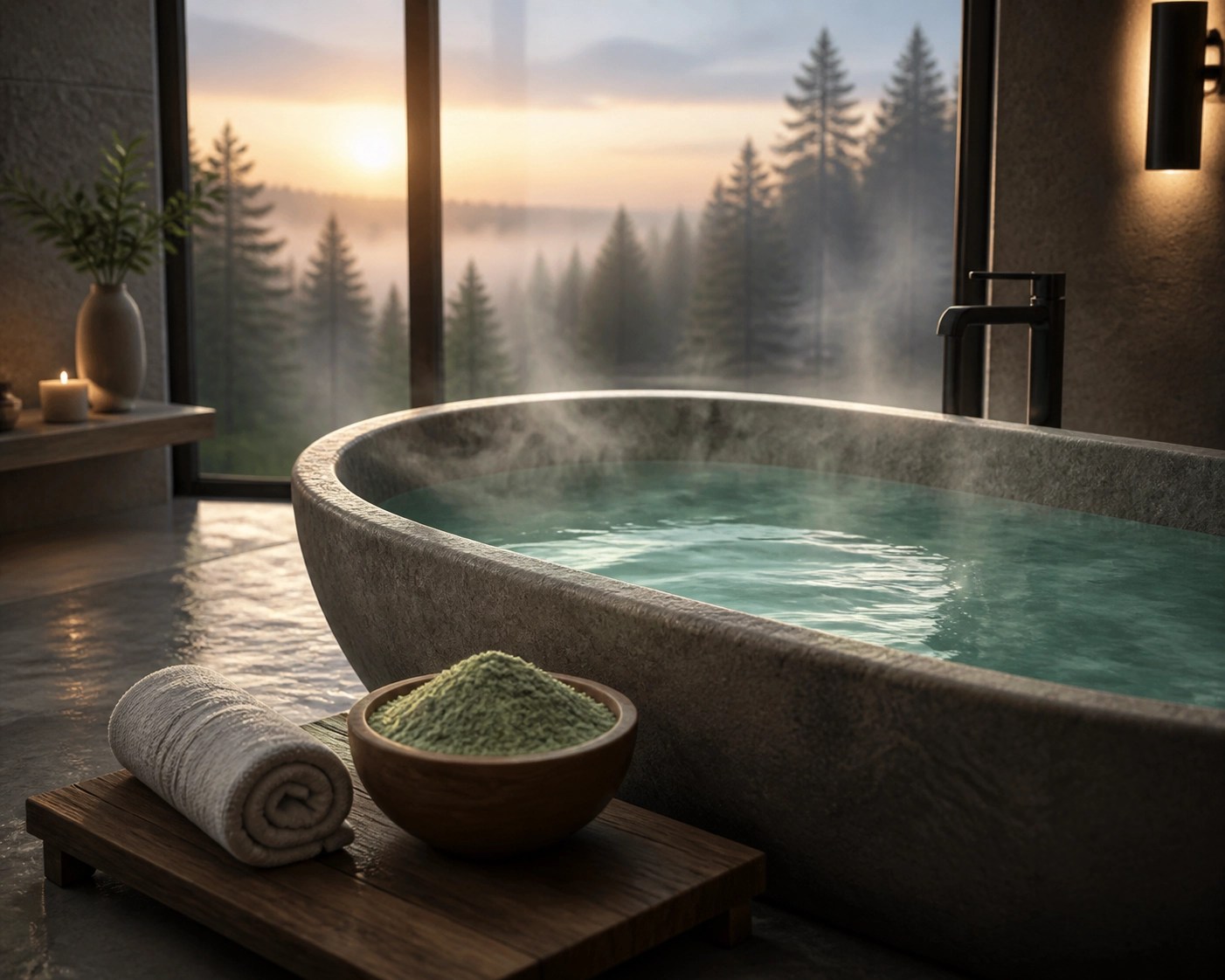 A therapeutic mineral clay bath soak prepared for deep body detoxification and muscle recovery.