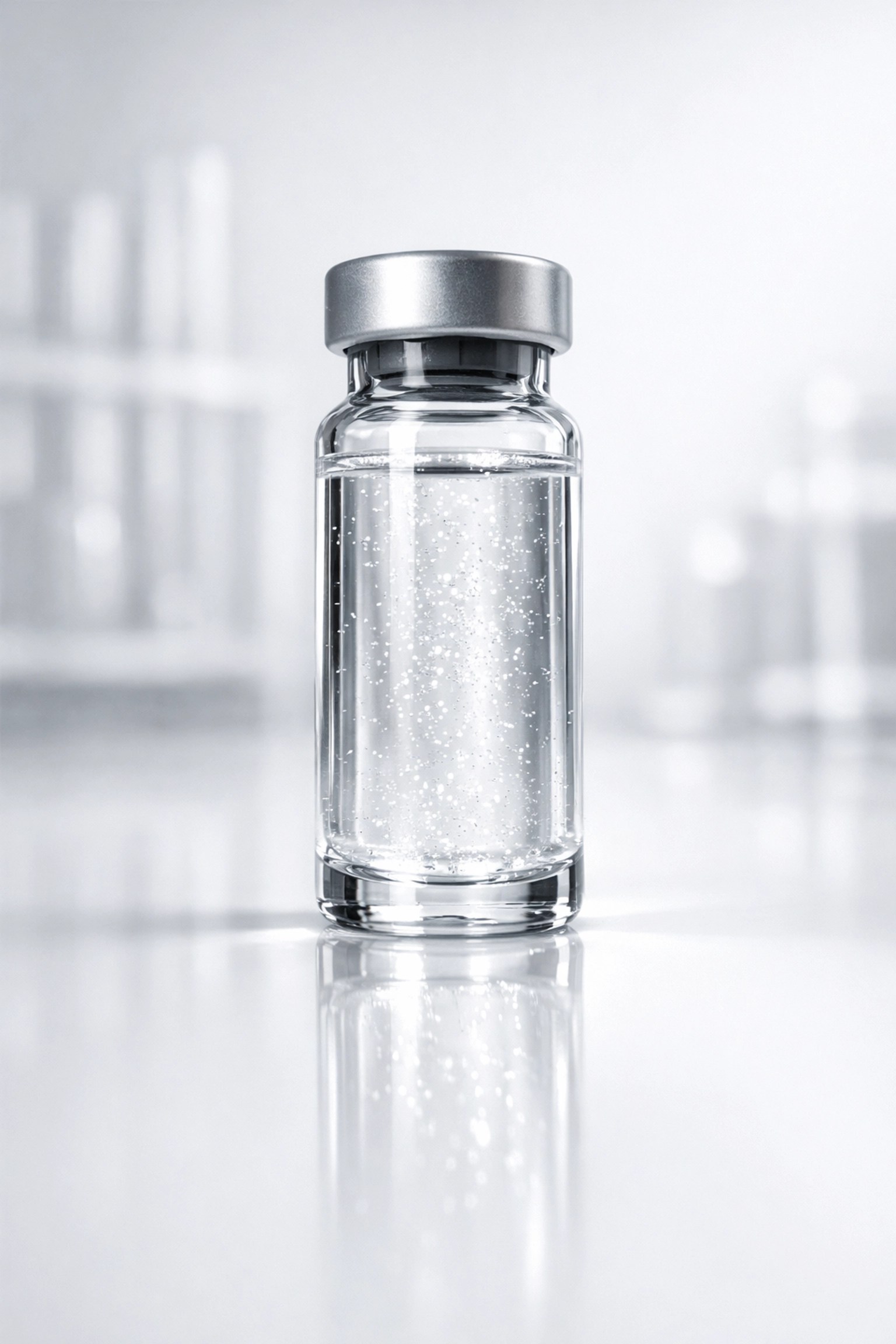 Clinical glass vial representing Testagen research peptides for testicular cellular optimization.