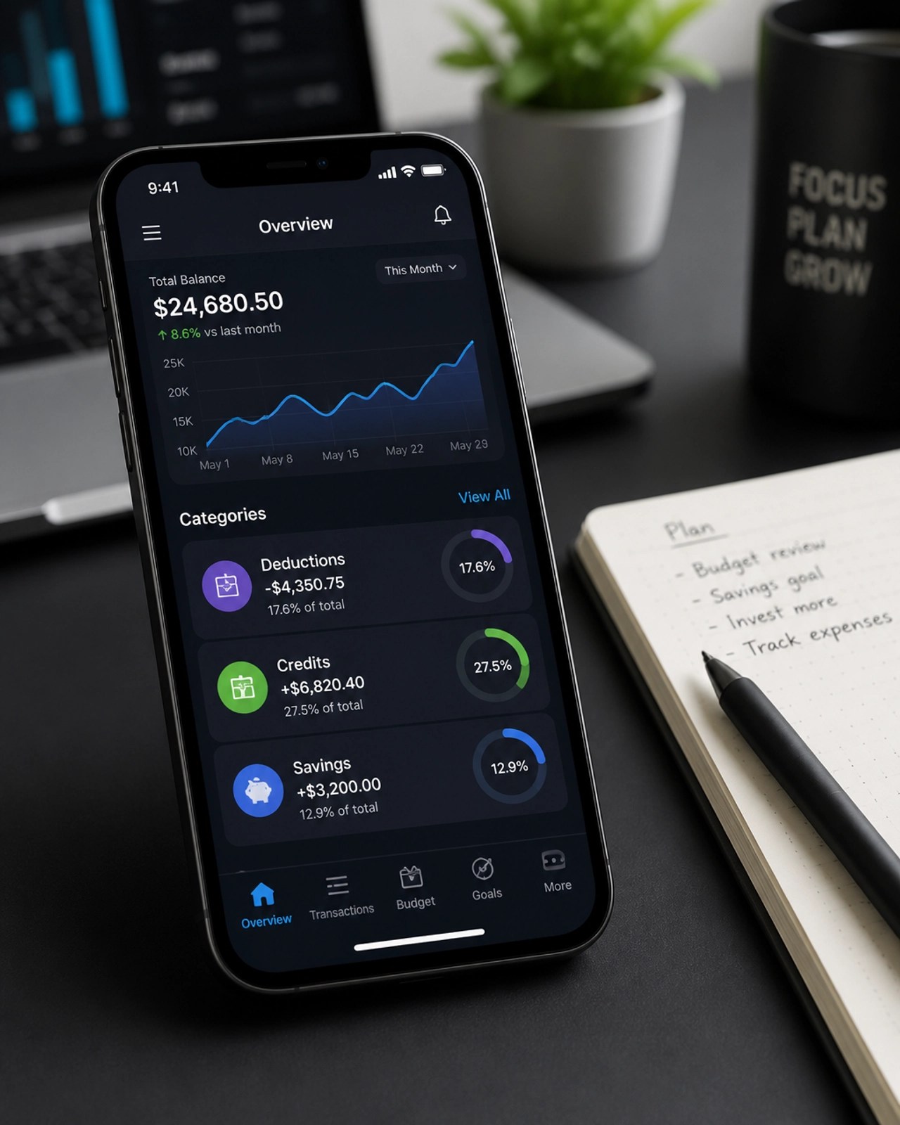 A smartphone displaying a financial management app, representing modern digital documentation.