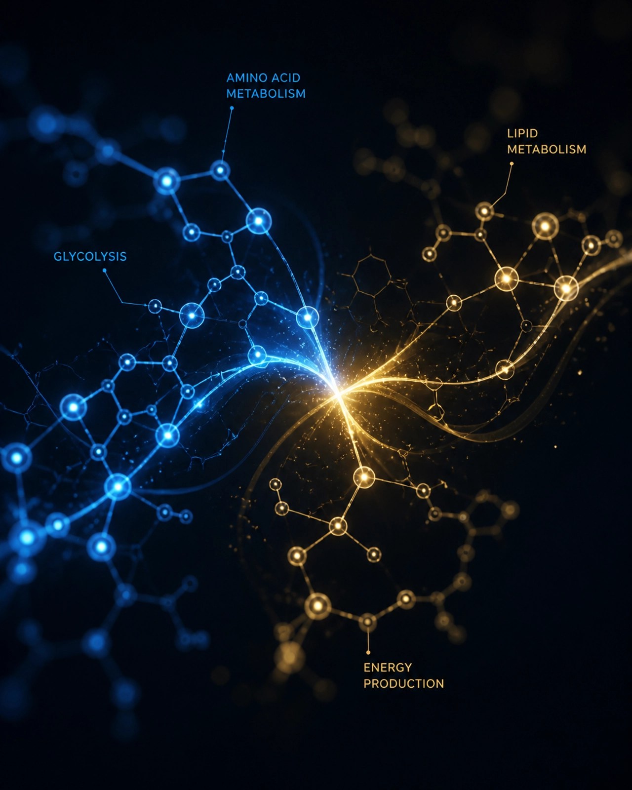 Abstract visualization of synergistic metabolic pathways