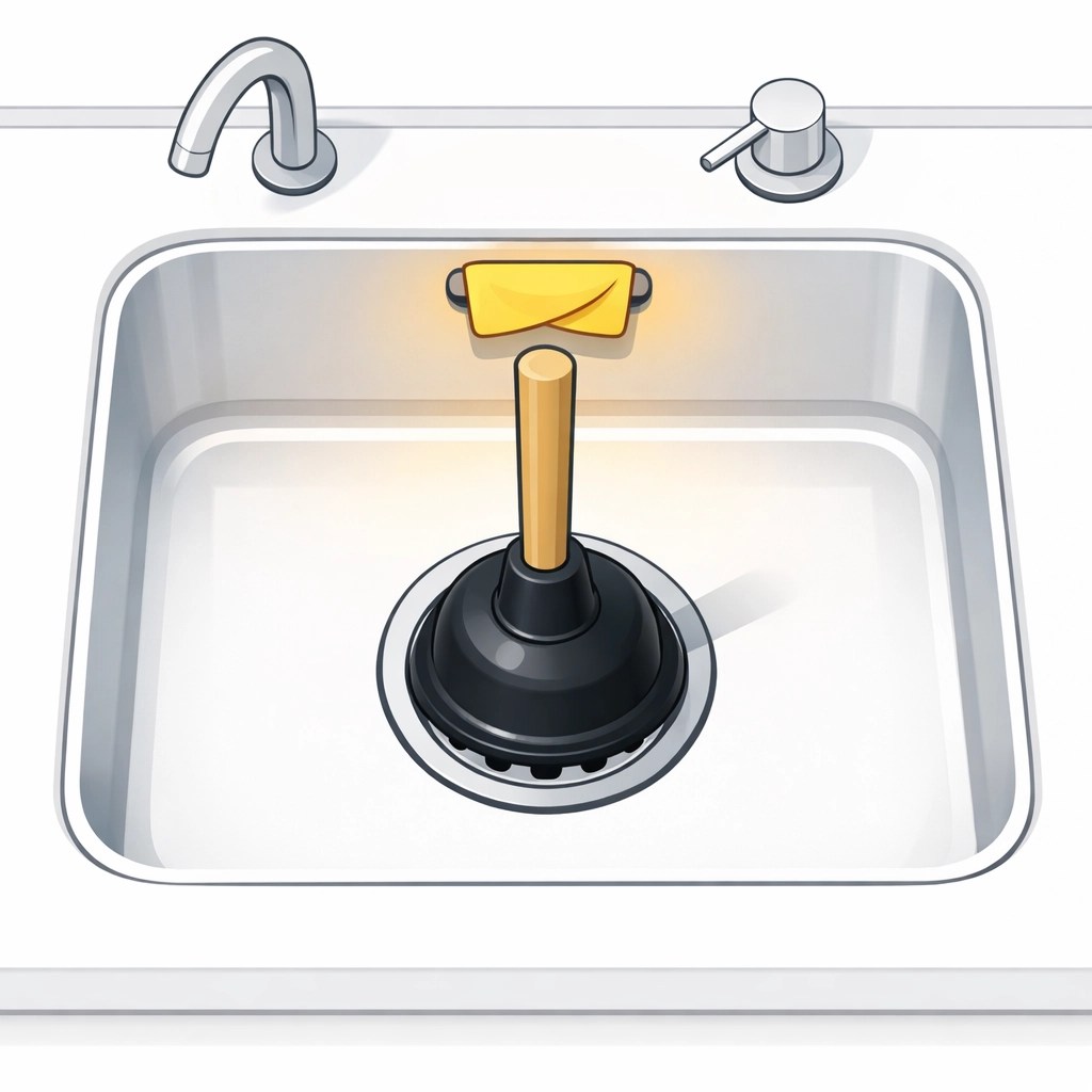 Proper plunger technique for sink drain with overflow opening covered for effective clog removal