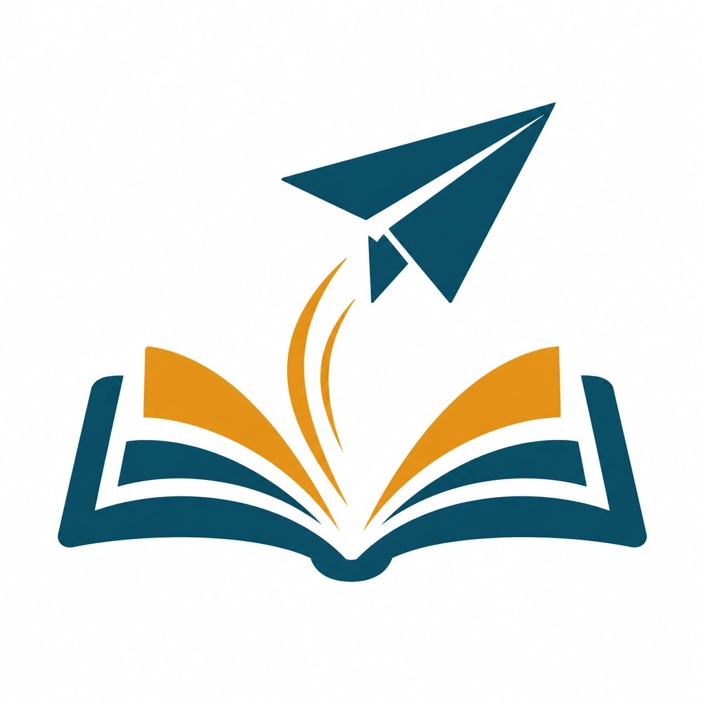 Paper plane lifting off from a book icon.