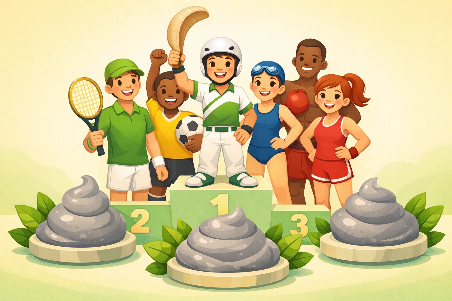 Athletes on a winner's podium celebrating performance and health with aluminum free deodorant.