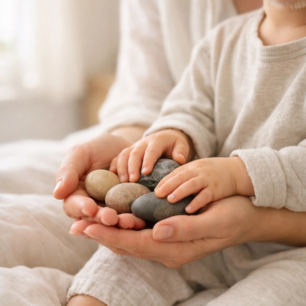 Back to the Roots: Stripping Away the Worldly Weight of Our Christian Holidays 6 Mother and child holding hands, emphasizing presence and love during holiday celebrations over commercial gifts.