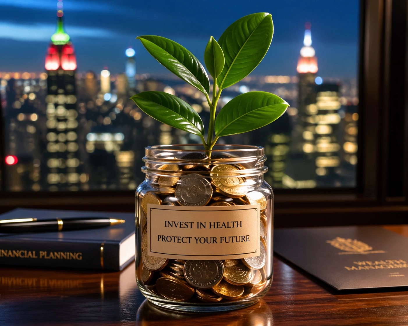 A green plant growing from coins representing small business health insurance savings and tax credits.