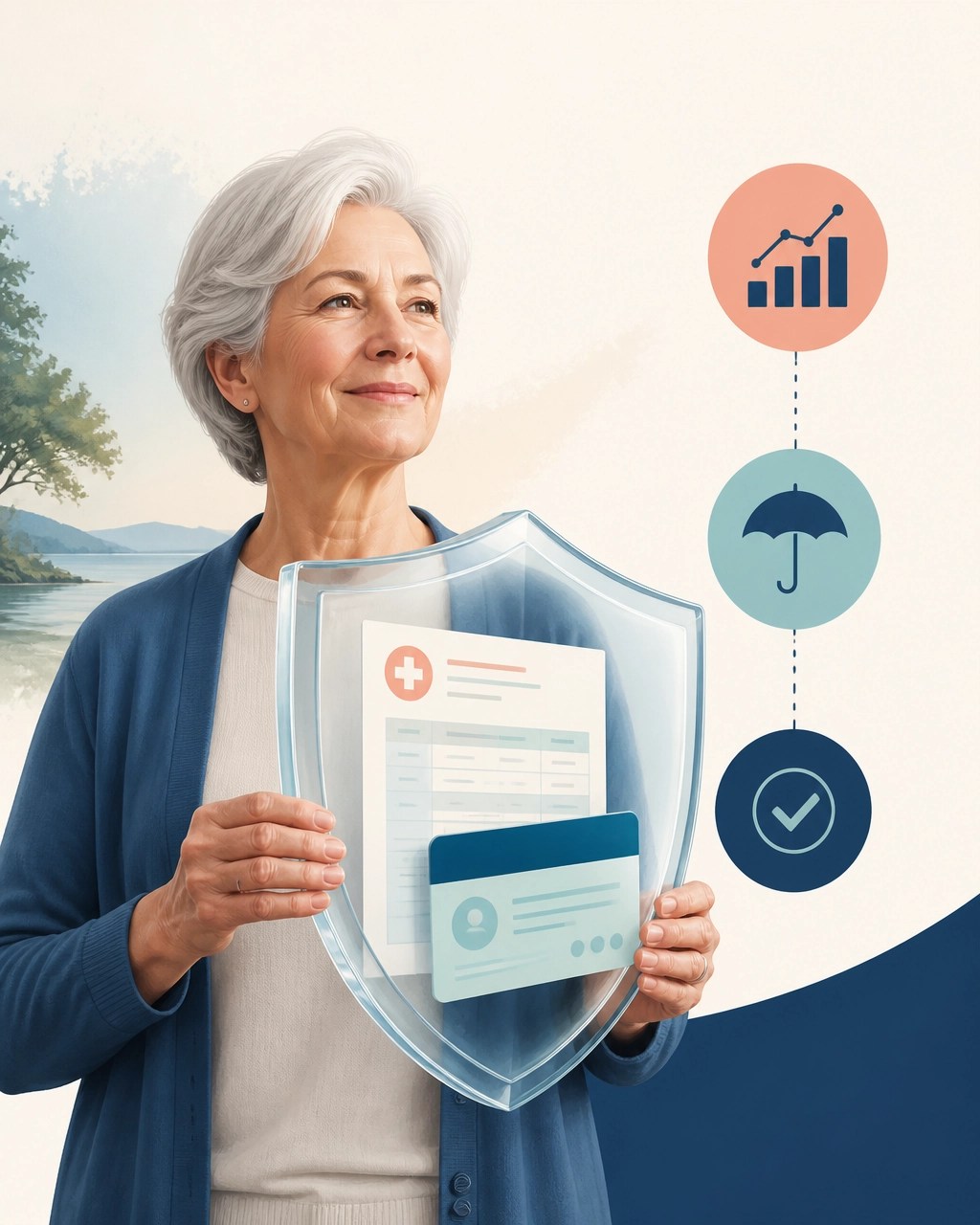 Older adult holding a shield over a Medicare medical bill, representing Medigap protection