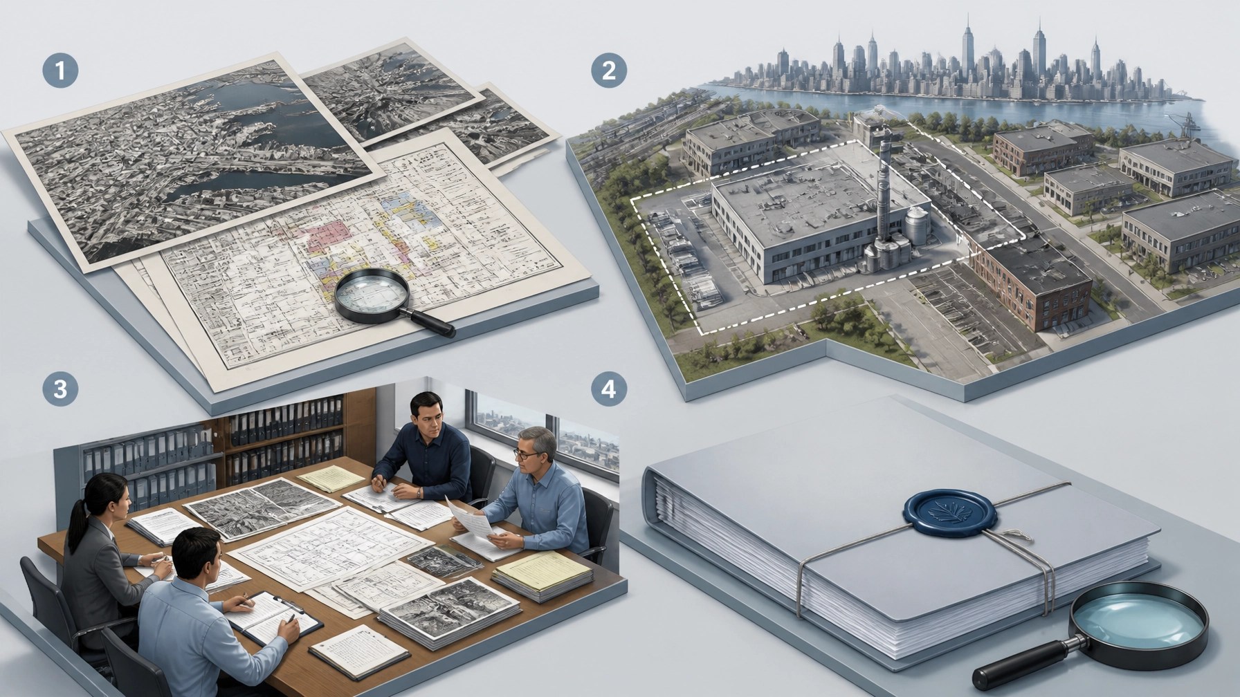 Technical illustration of the four core components of an ASTM Phase I ESA