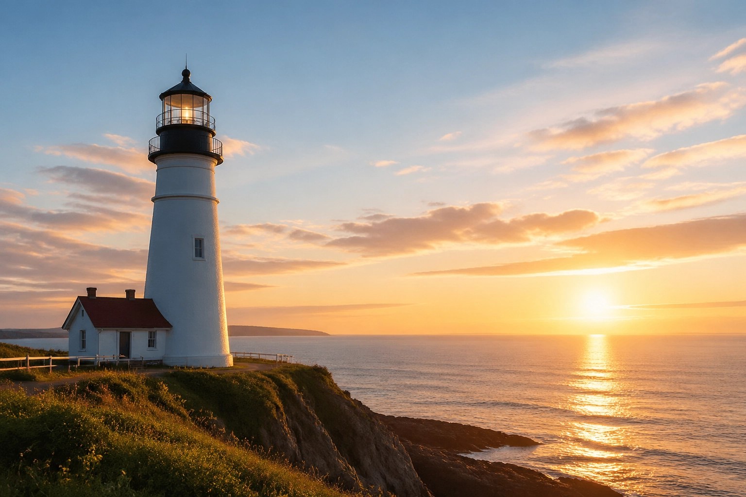 Lighthouse at sunrise representing guidance for seniors comparing final expense insurance policy terms.